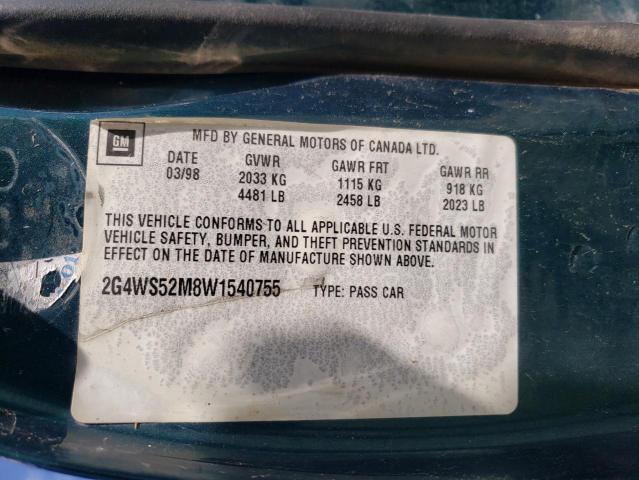 Photo 10 from auction – 1998 BUICK CENTURY with VIN 2G4WS52M8W1540755