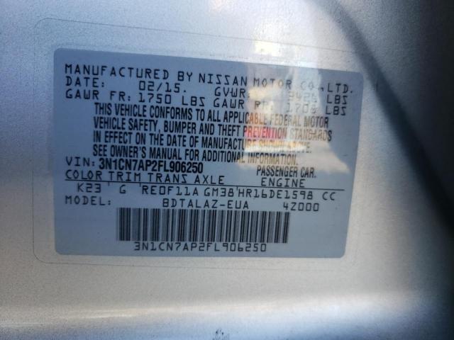 Photo 10 from auction – 2015 NISSAN VERSA S with VIN 3N1CN7AP2FL906250