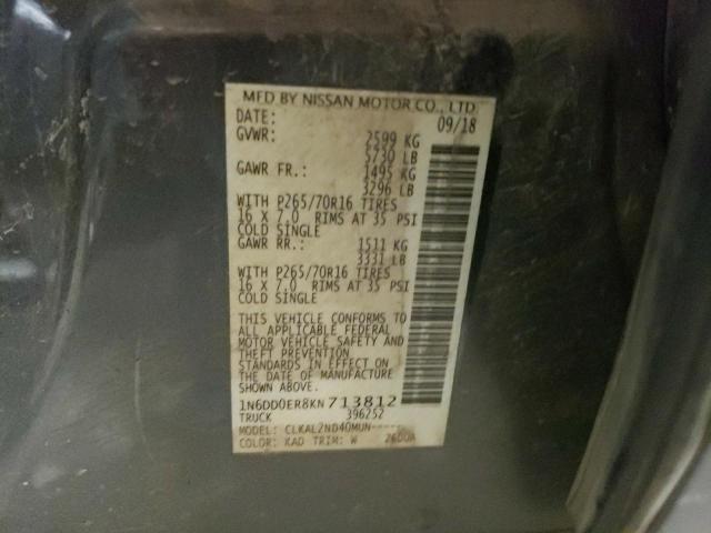 Photo 10 from auction – 2019 NISSAN FRONTIER S with VIN 1N6DD0ER8KN713812