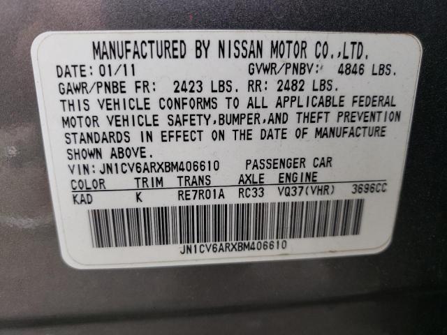 Photo 10 from auction – 2011 INFINITI G37 with VIN JN1CV6ARXBM406610