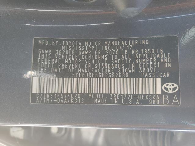 Photo 10 from auction – 2017 TOYOTA COROLLA L with VIN 5YFBURHE6HP682689