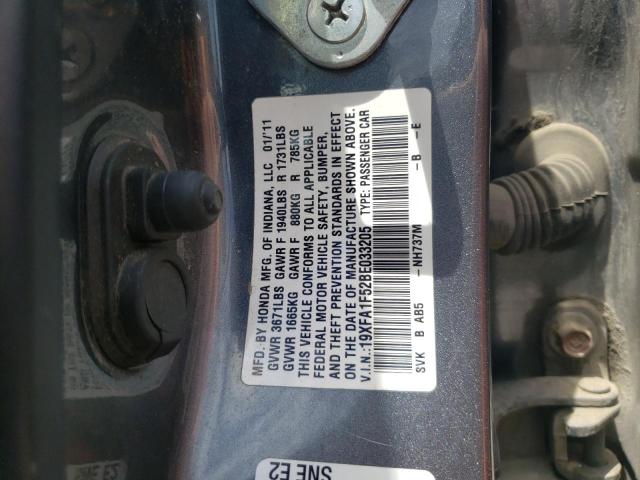 Photo 10 from auction – 2011 HONDA CIVIC LX with VIN 19XFA1F52BE033205