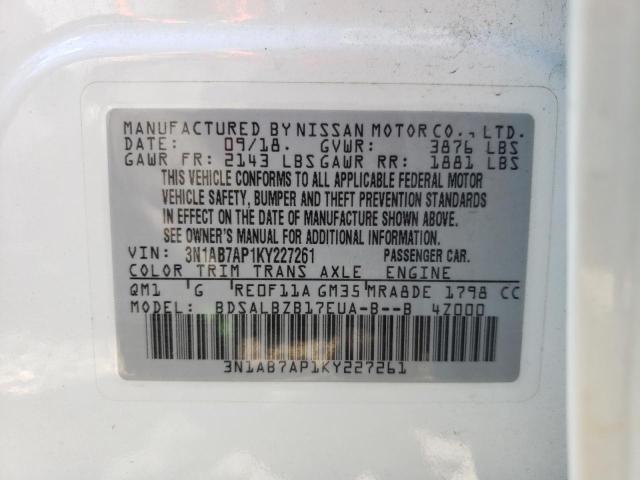 Photo 10 from auction – 2019 NISSAN SENTRA S with VIN 3N1AB7AP1KY227261