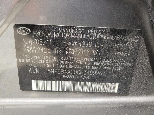 Photo 10 from auction – 2012 HYUNDAI SONATA GLS with VIN 5NPEB4AC0CH349926