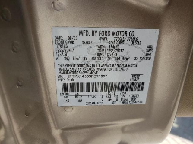Photo 10 from auction – 2005 FORD F150 with VIN 1FTPX14555FB71837