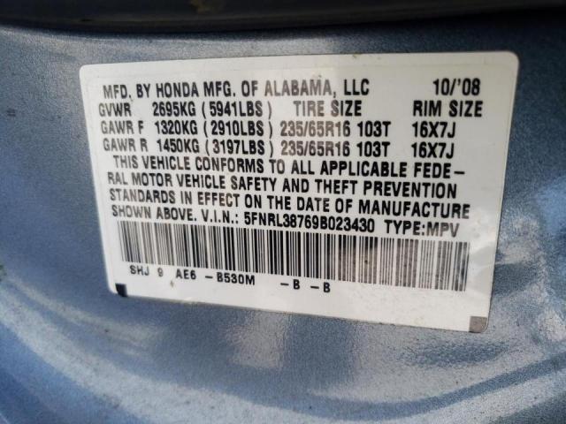 Photo 10 from auction – 2009 HONDA ODYSSEY EX with VIN 5FNRL38769B023430