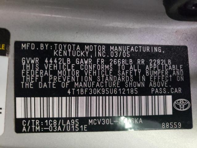 Photo 10 from auction – 2005 TOYOTA CAMRY LE with VIN 4T1BF30K95U612185