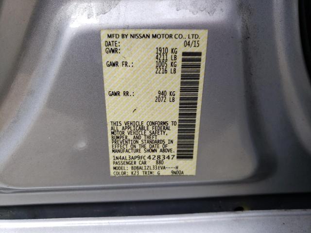Photo 10 from auction – 2015 NISSAN ALTIMA 2.5 with VIN 1N4AL3AP9FC428347