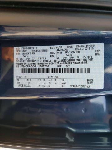 Photo 10 from auction – 2018 FORD ESCAPE SE with VIN 1FMCU0GD8JUA02286