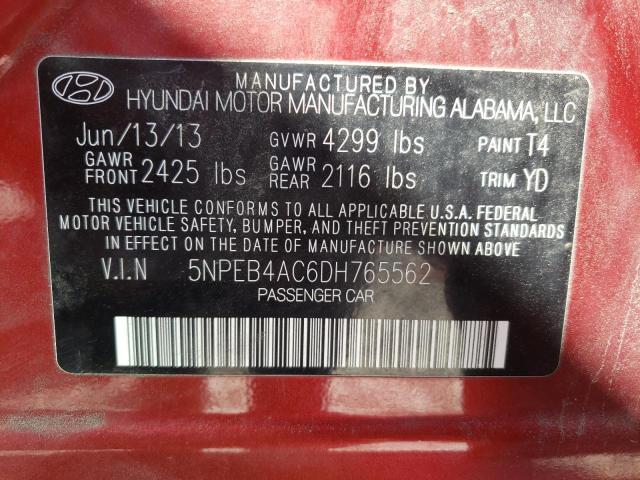 Photo 10 from auction – 2013 HYUNDAI SONATA with VIN 5NPEB4AC6DH765562