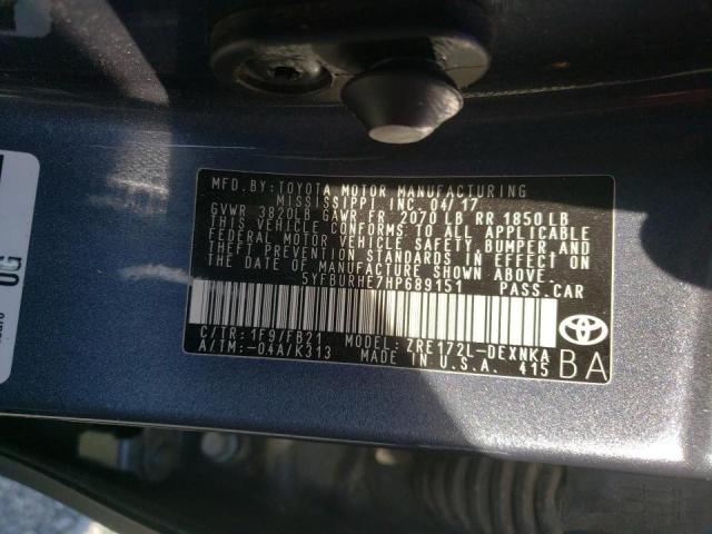 Photo 10 from auction – 2017 TOYOTA COROLLA L with VIN 5YFBURHE7HP689151
