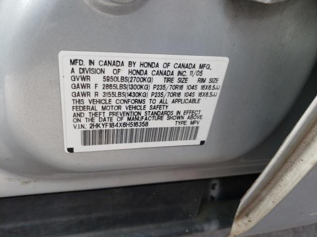 Photo 10 from auction – 2006 HONDA PILOT EX with VIN 2HKYF184X6H516358