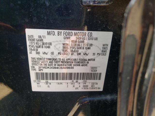 Photo 10 from auction – 2012 FORD EDGE SE with VIN 2FMDK3G94CBA09655