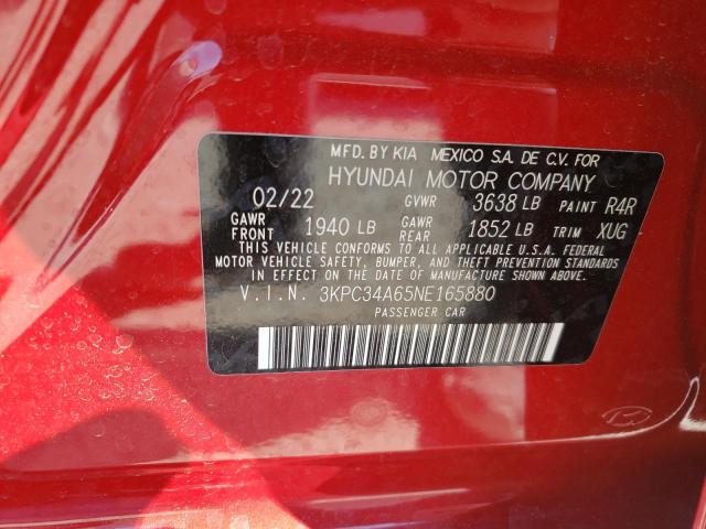 Photo 10 from auction – 2022 HYUNDAI ACCENT LIM with VIN 3KPC34A65NE165880