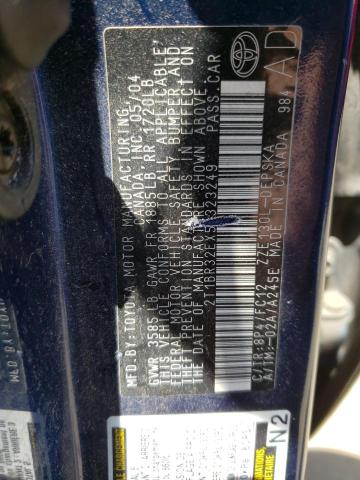 Photo 10 from auction – 2005 TOYOTA COROLLA CE with VIN 2T1BR32EX5C323249