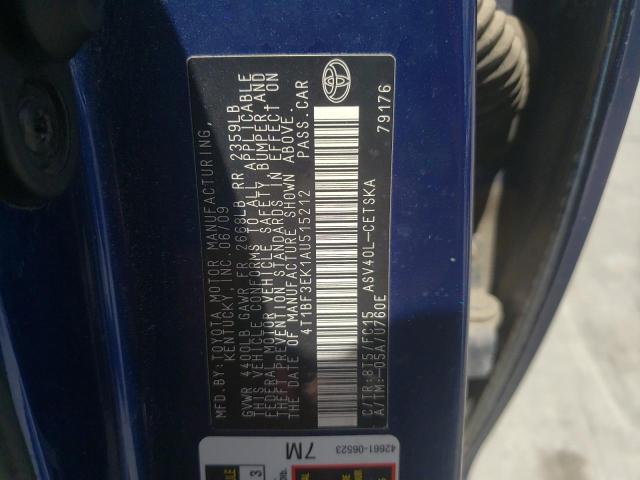 Photo 10 from auction – 2010 TOYOTA CAMRY BASE with VIN 4T1BF3EK1AU515212