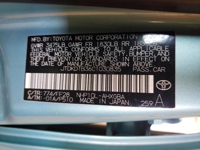 Photo 10 from auction – 2012 TOYOTA PRIUS C with VIN JTDKDTB36C1030835