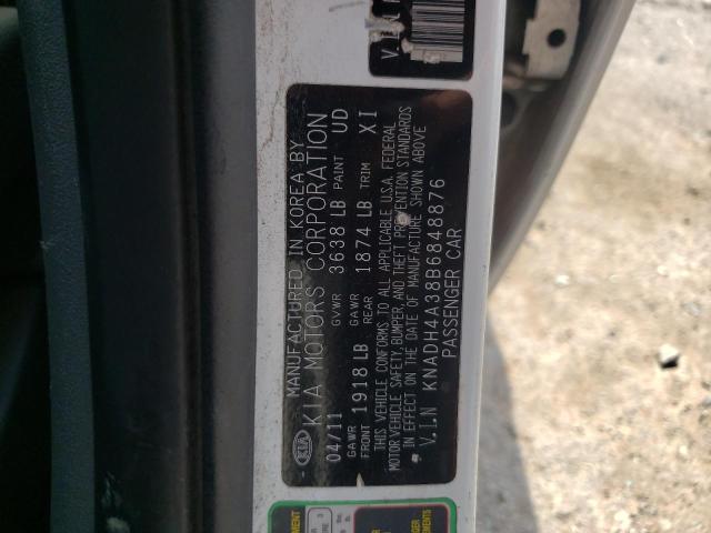 Photo 10 from auction – 2011 KIA RIO BASE with VIN KNADH4A38B6848876