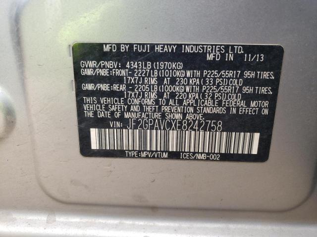 Photo 10 from auction – 2014 SUBARU XV CROSSTR with VIN JF2GPAVCXE8242758