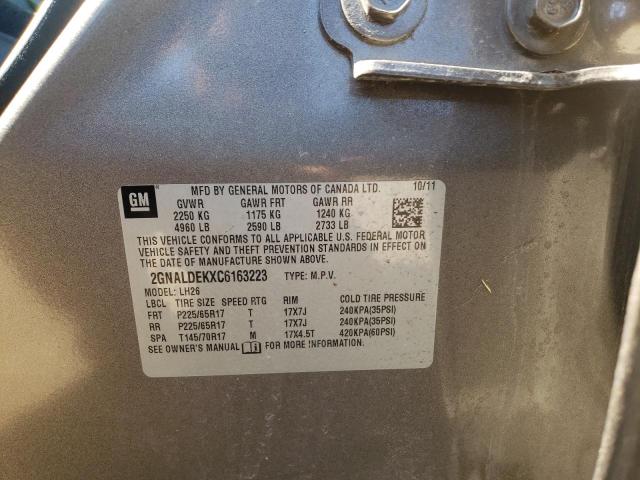 Photo 10 from auction – 2012 CHEVROLET EQUINOX LT with VIN 2GNALDEKXC6163223