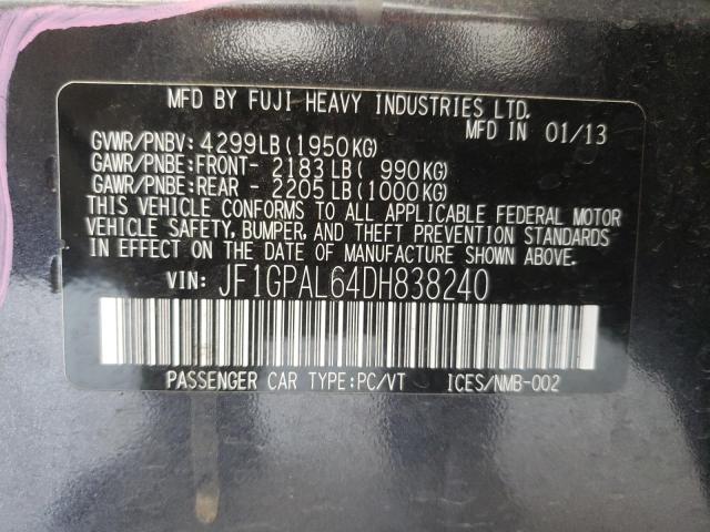 Photo 10 from auction – 2013 SUBARU IMPREZA SP with VIN JF1GPAL64DH838240