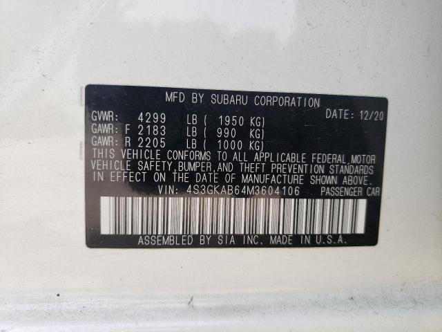 Zdjęcie 10 z aukcji – 2021 SUBARU IMPREZA z VIN 4S3GKAB64M3604106