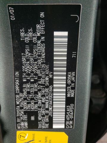 Photo 10 from auction – 2007 TOYOTA HIGHLANDER with VIN JTEDW21A470021846