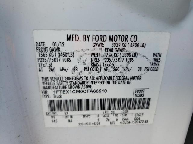 Photo 10 from auction – 2012 FORD F150 SUPER with VIN 1FTEX1CM0CFA66510