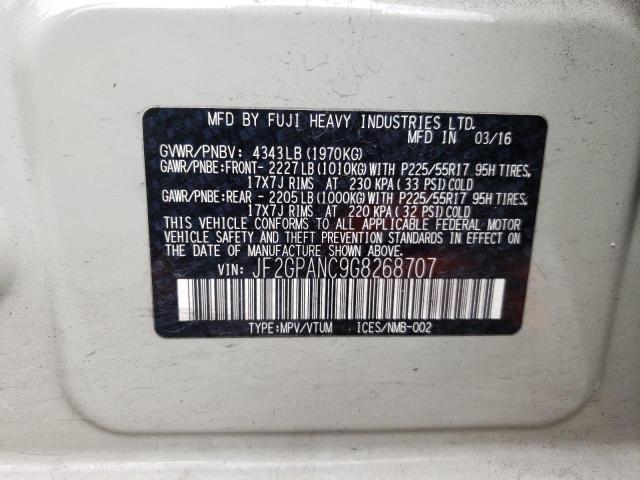Photo 10 from auction – 2016 SUBARU CROSSTREK with VIN JF2GPANC9G8268707