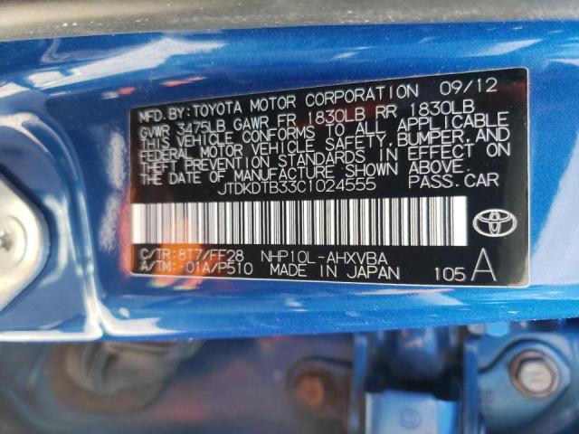 Photo 10 from auction – 2012 TOYOTA PRIUS C with VIN JTDKDTB33C1024555