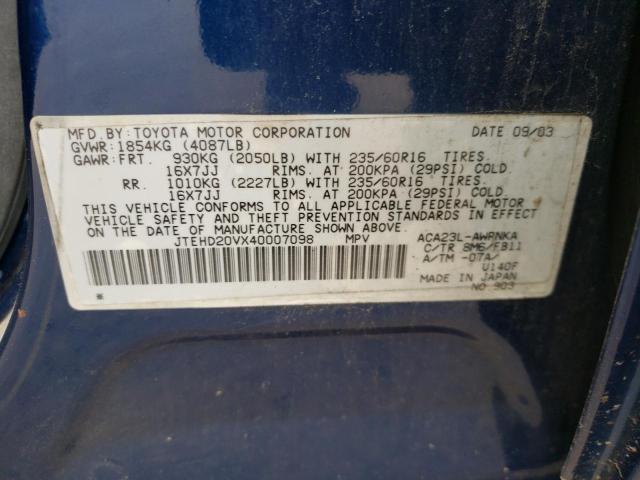 Photo 10 from auction – 2004 TOYOTA RAV4 with VIN JTEHD20VX40007098