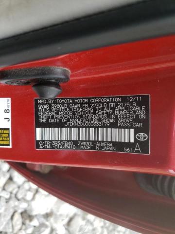 Photo 10 from auction – 2012 TOYOTA PRIUS with VIN JTDKN3DU0C0333179