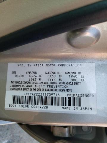 Photo 10 from auction – 2001 MAZDA MILLENIA S with VIN JM1TA222311709716