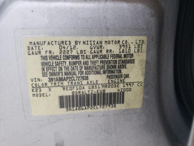 Photo 10 from auction – 2012 NISSAN SENTRA 2.0 with VIN 3N1AB6AP2CL727938