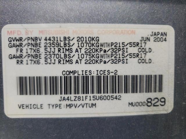 Photo 10 from auction – 2005 MITSUBISHI OUTLANDER with VIN JA4LZ81F15U600542