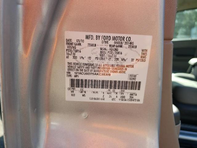 Photo 10 from auction – 2010 FORD ESCAPE XLT with VIN 1FMCU0D75AKC35309