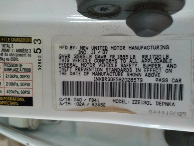 Photo 10 from auction – 2008 TOYOTA COROLLA CE with VIN 1NXBR30E58Z028579