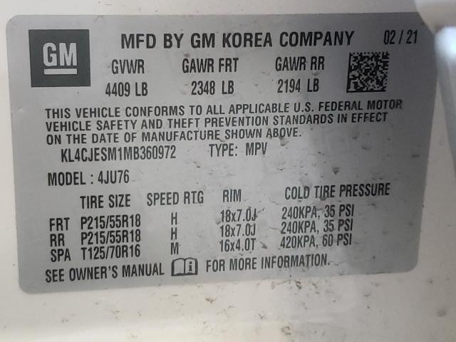 Photo 10 from auction – 2021 BUICK ENCORE PRE with VIN KL4CJESM1MB360972