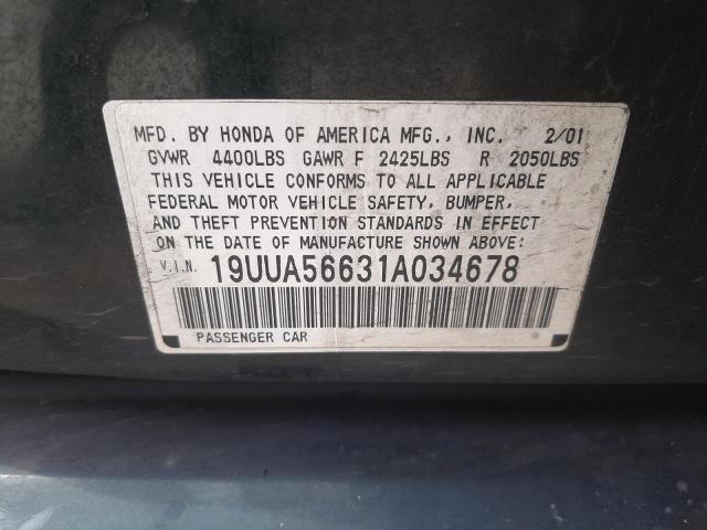 Photo 10 from auction – 2001 ACURA 3.2TL with VIN 19UUA56631A034678