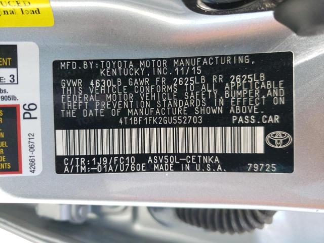 Photo 10 from auction – 2016 TOYOTA CAMRY LE with VIN 4T1BF1FK2GU552703