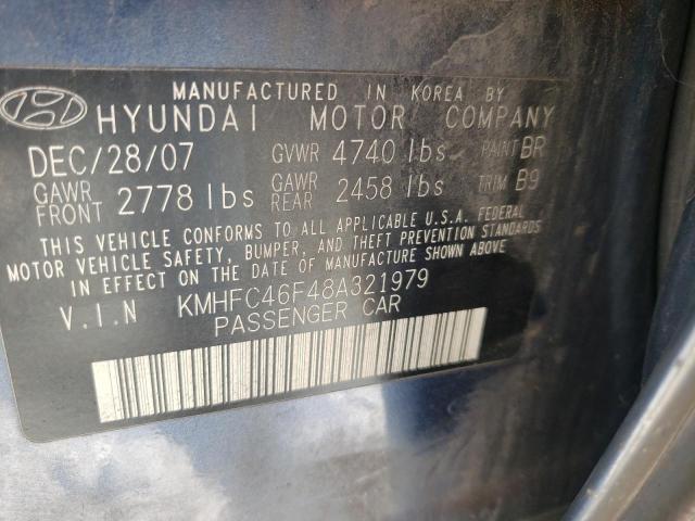 Photo 10 from auction – 2008 HYUNDAI AZERA SE with VIN KMHFC46F48A321979