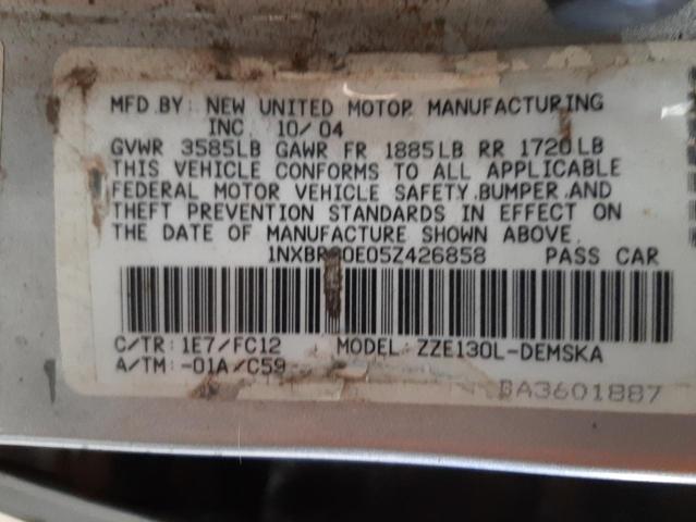 Photo 10 from auction – 2005 TOYOTA COROLLA with VIN 1NXBR30E05Z426858