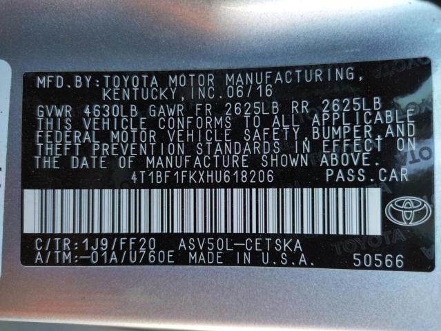Photo 10 from auction – 2017 TOYOTA CAMRY LE with VIN 4T1BF1FKXHU618206
