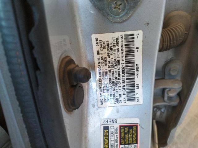 Photo 10 from auction – 2007 HONDA CIVIC EX with VIN 1HGFA16897L093217