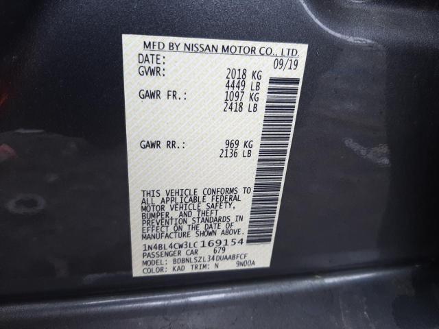 Photo 10 from auction – 2020 NISSAN ALTIMA SR with VIN 1N4BL4CW3LC169154
