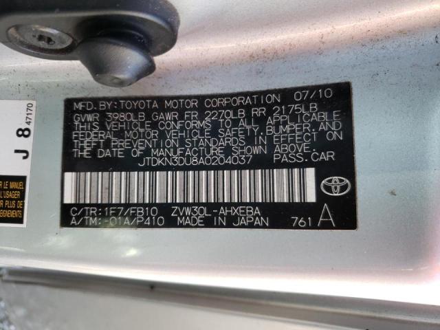 Photo 10 from auction – 2010 TOYOTA PRIUS with VIN JTDKN3DU8A0204037