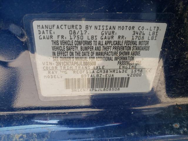 Photo 10 from auction – 2018 NISSAN VERSA S with VIN 3N1CN7AP6JL808508