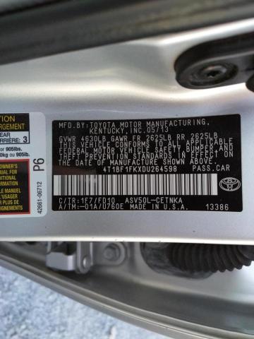Photo 10 from auction – 2013 TOYOTA CAMRY L with VIN 4T1BF1FKXDU264598