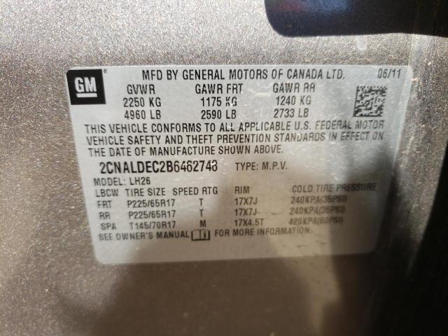 Photo 10 from auction – 2011 CHEVROLET EQUINOX LT with VIN 2CNALDEC2B6462748