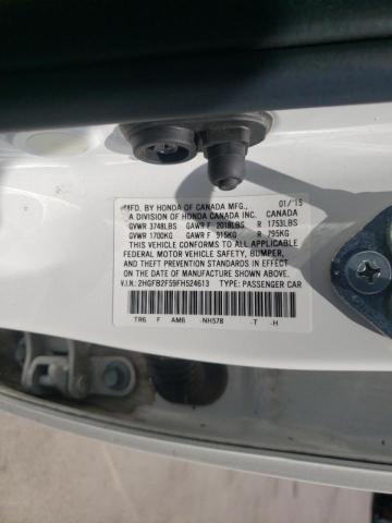Photo 10 from auction – 2015 HONDA CIVIC LX with VIN 2HGFB2F59FH524613